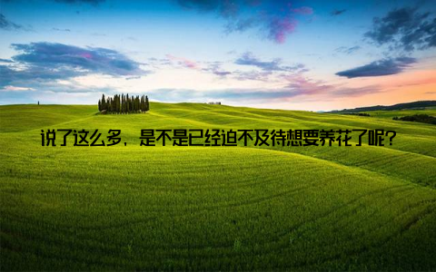 说了这么多, 是不是已经迫不及待想要养花了呢? 其实, 养花并不难, 只要你用心去呵护它们, 它们就会给你带来无尽的快乐