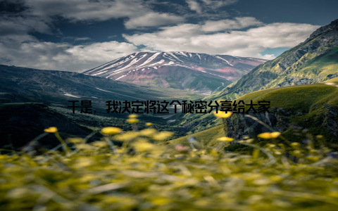 于是, 我决定将这个秘密分享给大家